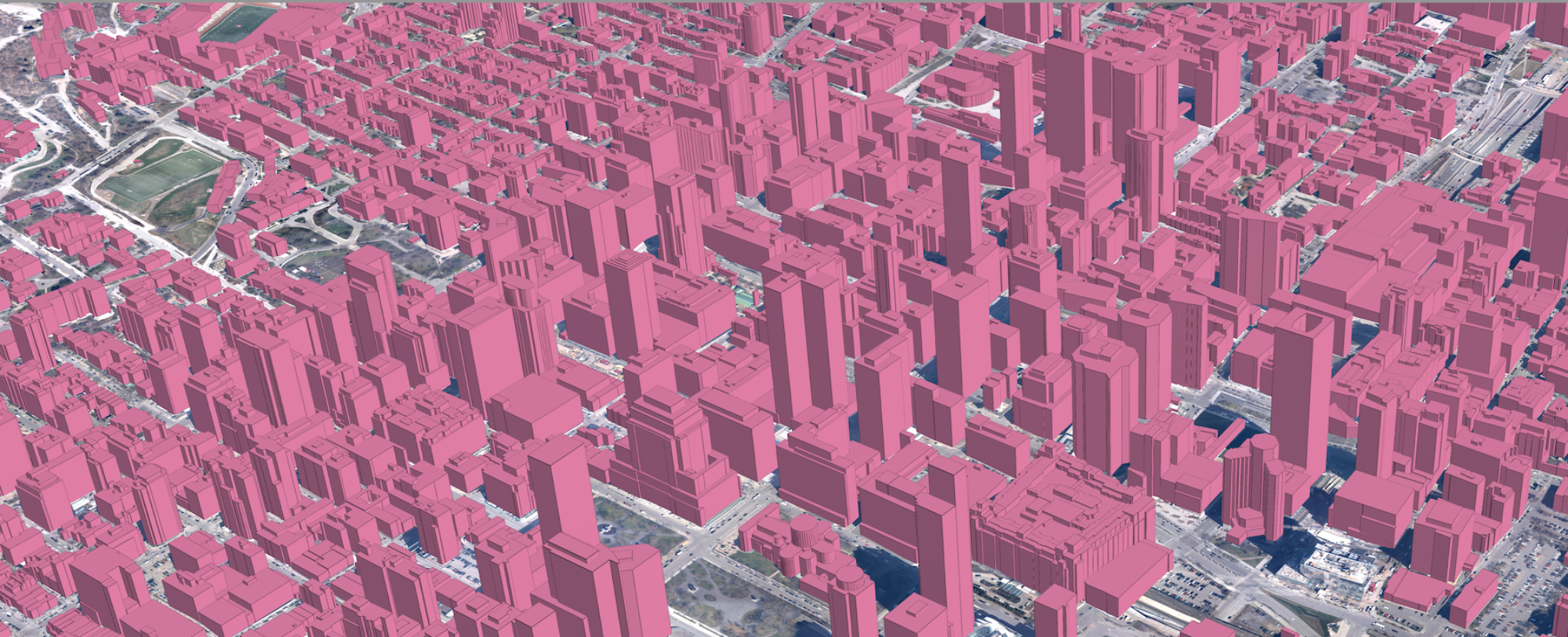 3D buildings in Montreal