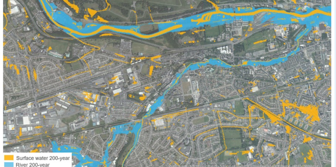 A sample of flood mapping work Bluesky completed in Dublin, Ireland.