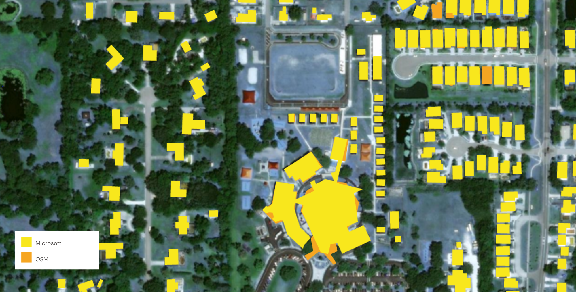 Microsoft and OSM building footprints