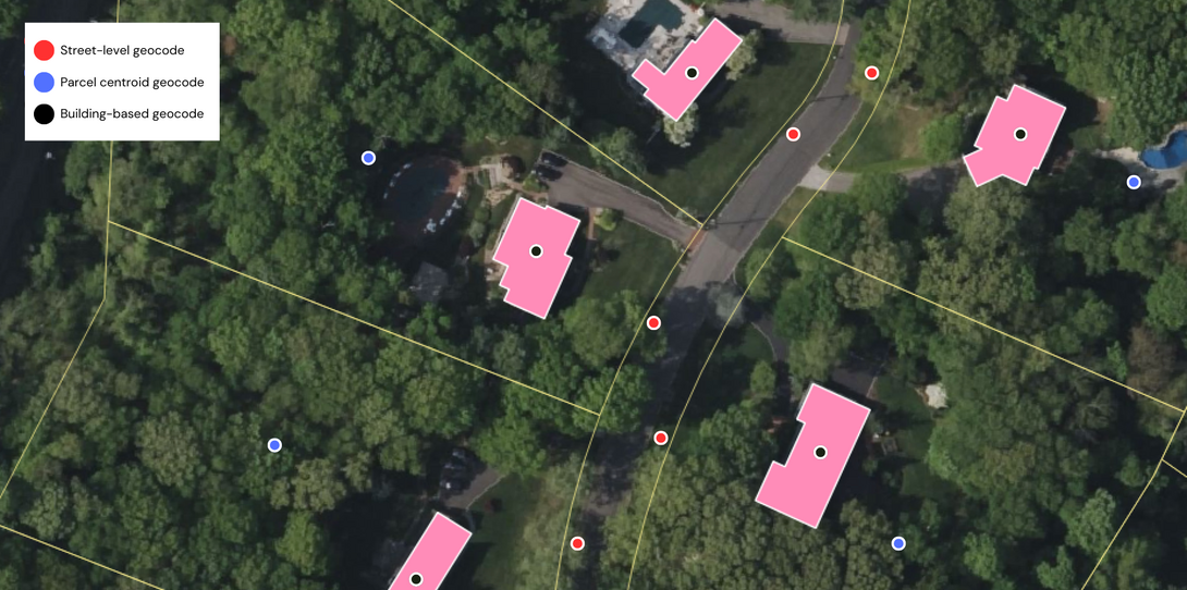 Comparison of rooftop, street, and parcel centroid geocoding.