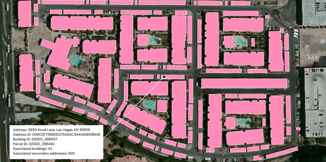 Example of multiple building footprints associated with one address.