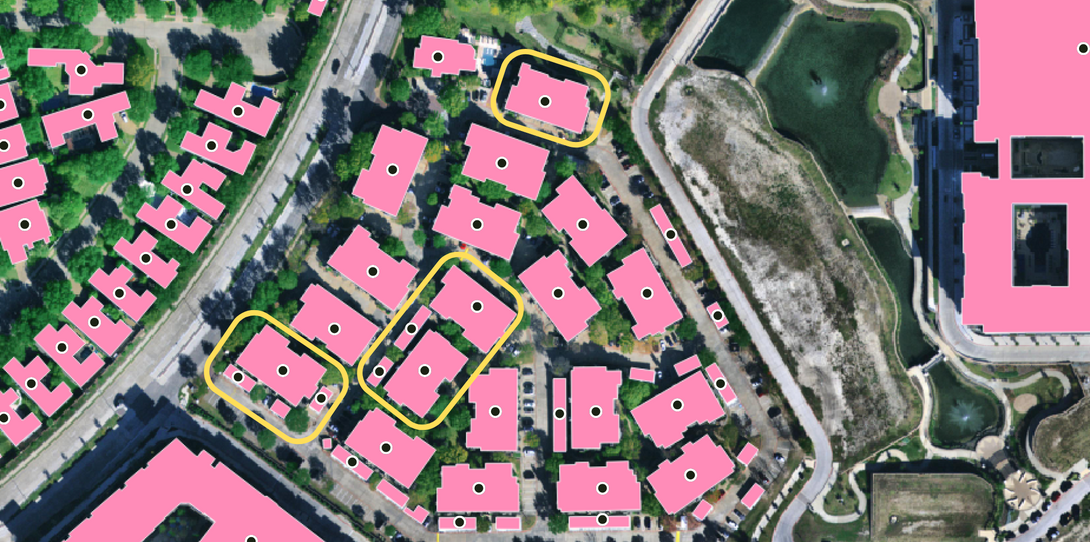 Proximity-based property grouping using geocoded building footprint data