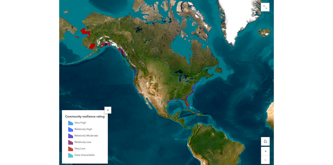 Map displaying community resilience ratings across different regions