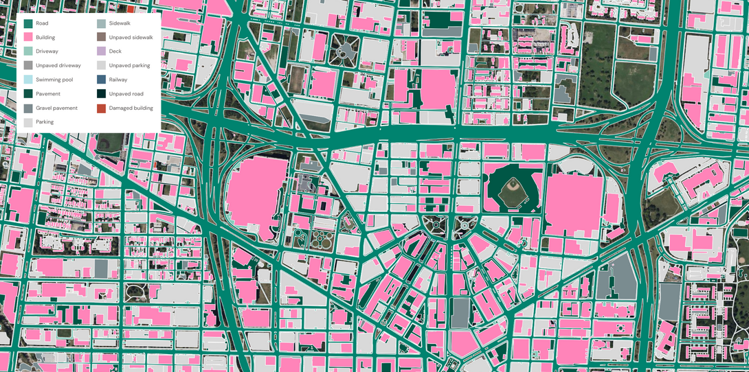 A sample of the impervious surface data produced by Ecopia for the City of Detroit.