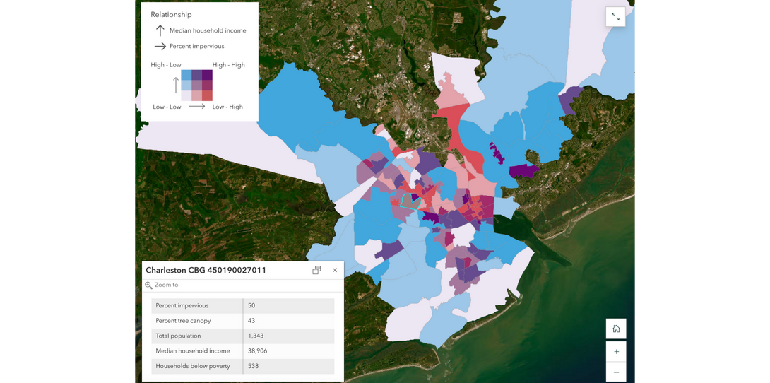 Socioeconomic analysis against flood risk in Charleston, South Carolina. 