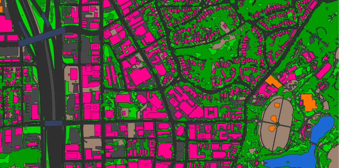 Vector map made by Ecopia from Nearmap imagery.