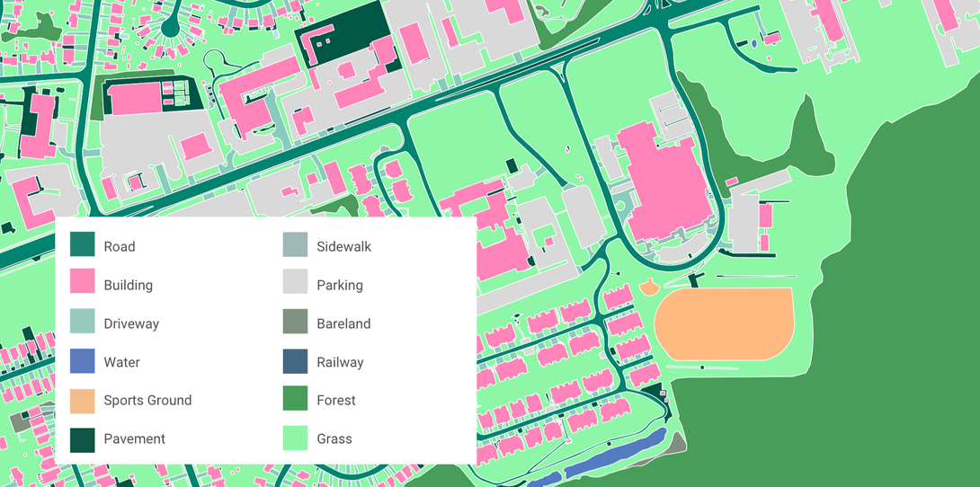 A sample of land cover data extracted by Ecopia for use in the City of Peterborough’s IFM.