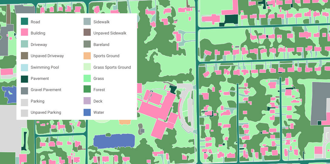 A sample of land cover provided to the City of Jacksonville by Ecopia