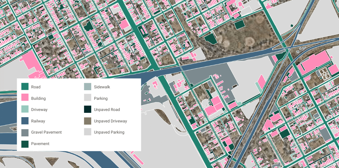A sample of impervious surface data produced by Ecopia for the City of Detroit