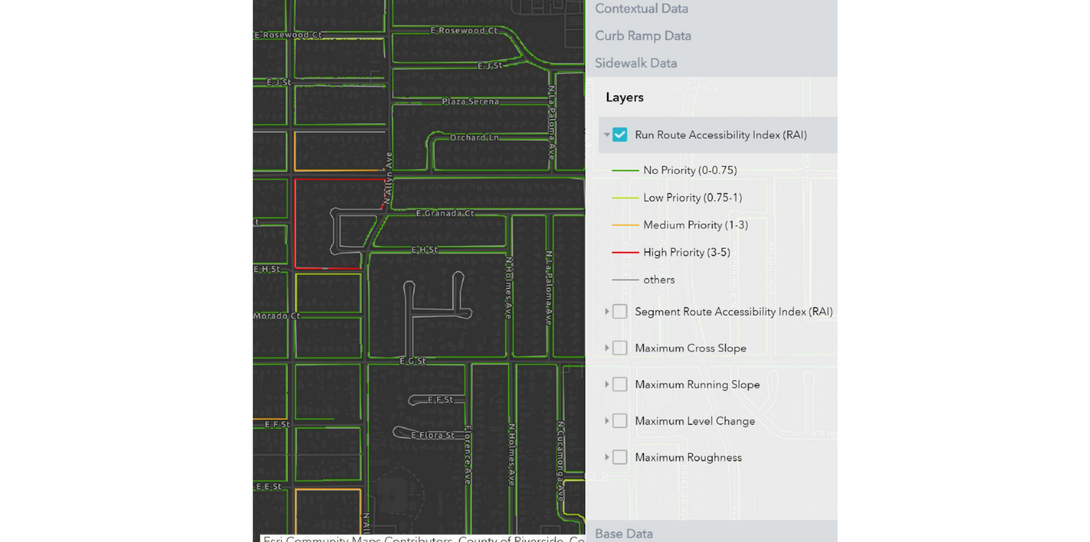 Example of sidewalk accessibility map