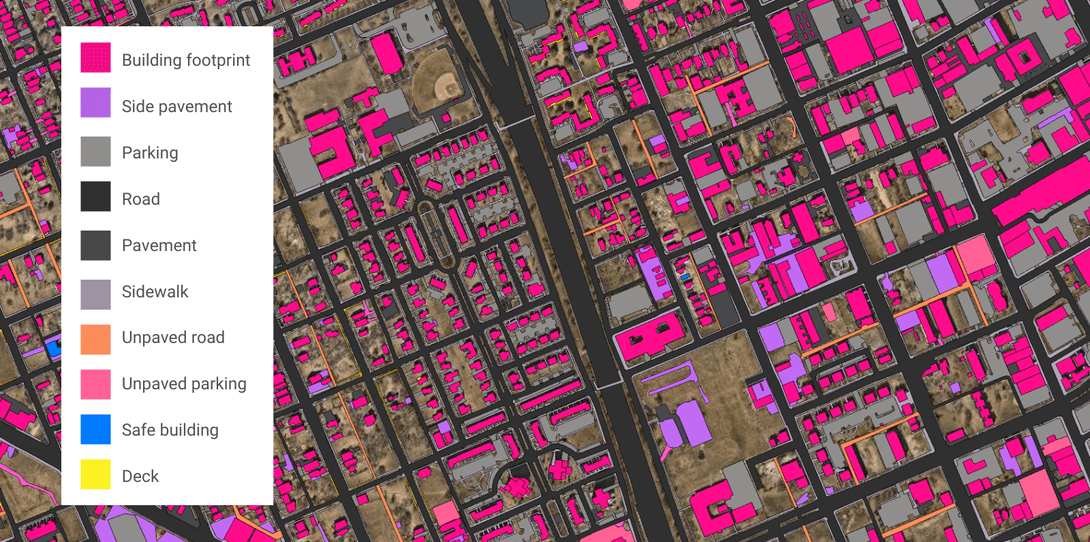 Buildings and other impervious surfaces extracted for the City of Detroit by Ecopia AI