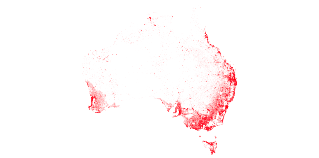 Complete map of buildings in Australia