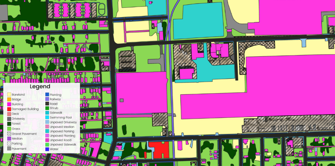 25-layer planimetric level detail land cover map of Detroit (Ecopia AI)