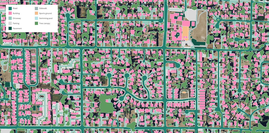 A sample of the land cover data Ecopia AI extracted in Marysville, Washington.