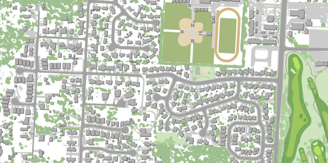 A sample of a map the Marysville GIS team created using Ecopia in lieu of imagery.