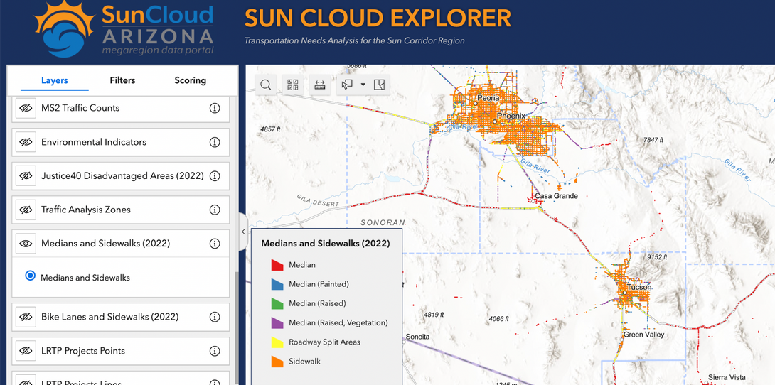 Arizona Sun Cloud transportation map
